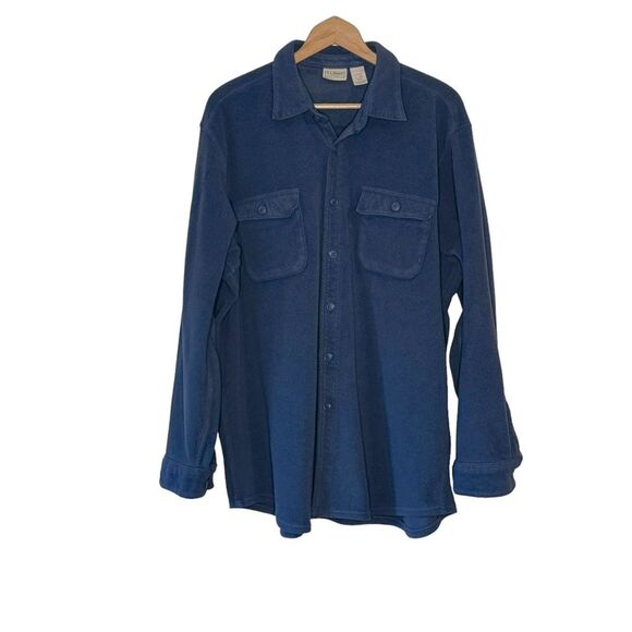 L.L. Bean Men's Chamois Light Blue Shirt Shacket Jacket Heavy Flannel Size XL - Picture 2 of 8